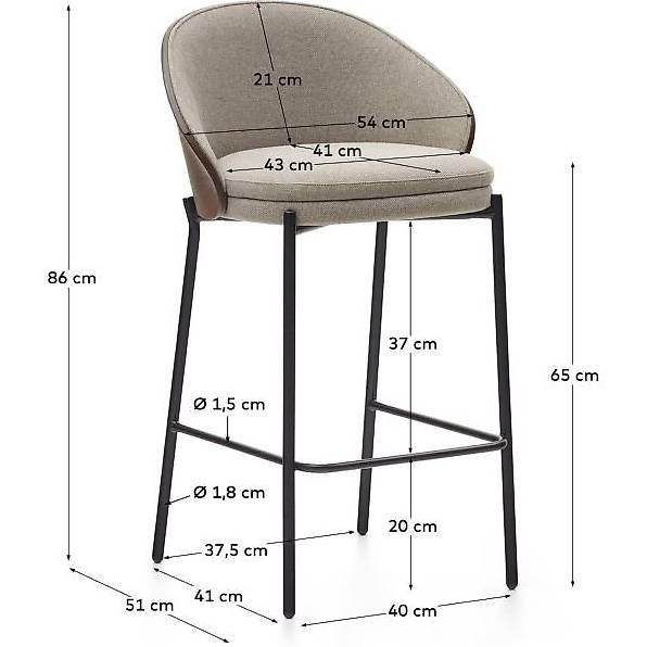 Hocker: Kave Home Barhocker Eamy Stoff hellbraun Eschenfurnier – Neu (gemäss Beschreibung) aus Zollikofen von uniqueroom 5