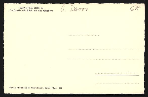 Cartoline postali: Monstein, Dorfpartie mit Blick auf das G – Usato da Berlin venduto da bartko-reher 1