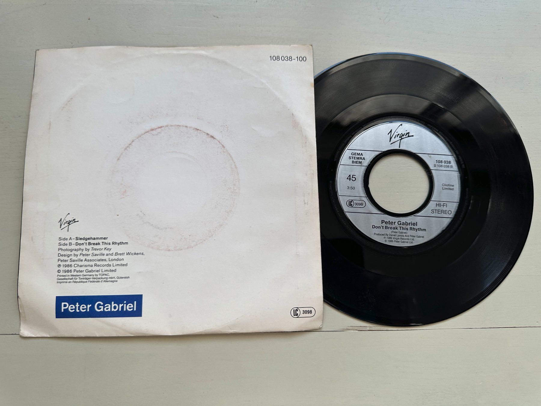 Schallplatten: PETER GABRIEL GENESIS Sledgehammer tolle Single Top Hit – Gebraucht aus Basel von Partridge 1