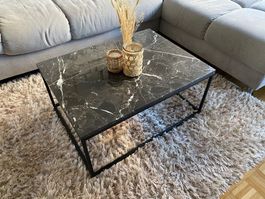 Exklusiver Couchtisch aus echtem Toros Black Marmor – Unikat