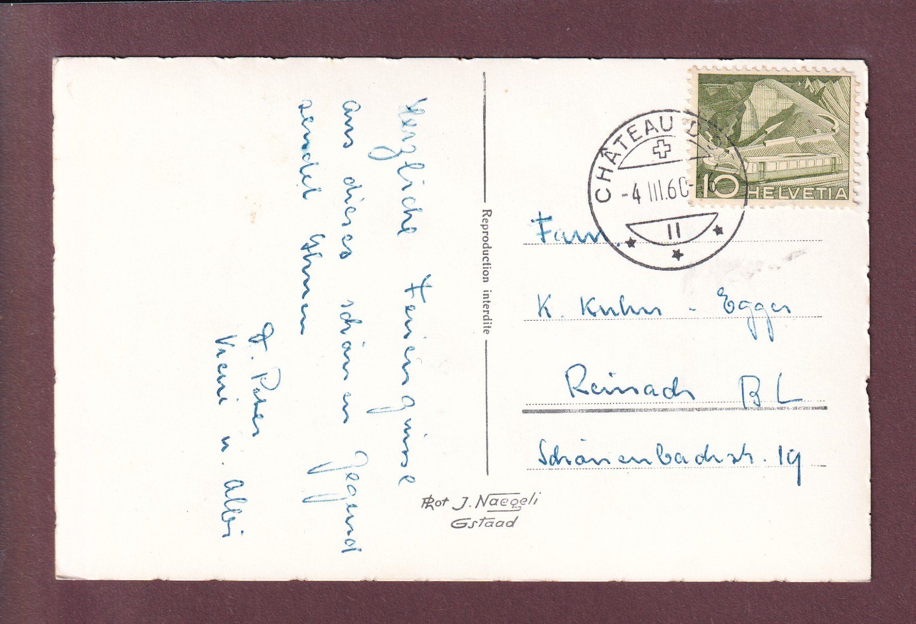 Ansichtskarten: SAANEN - Chalet Spitzhorn - 1960 – Gebraucht aus Pully von nicecards 1
