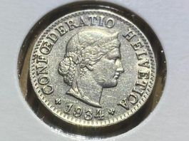 Schweiz 5 Rappen 1934 B in Münzrähmchen vzgl