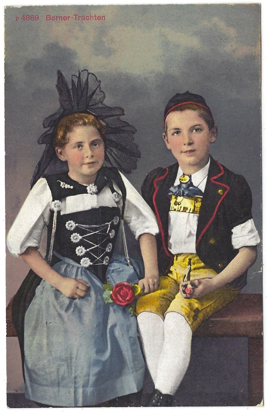 Cartoline postali: p 4869   Mädchen  und  Knabe  in  Berner  Trachten – Usato da Bütschwil venduto da Jackson1A
