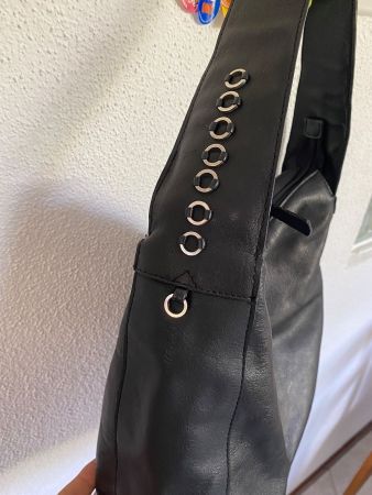Hobobag echt Leder Schultertasche schwarz - Handmade