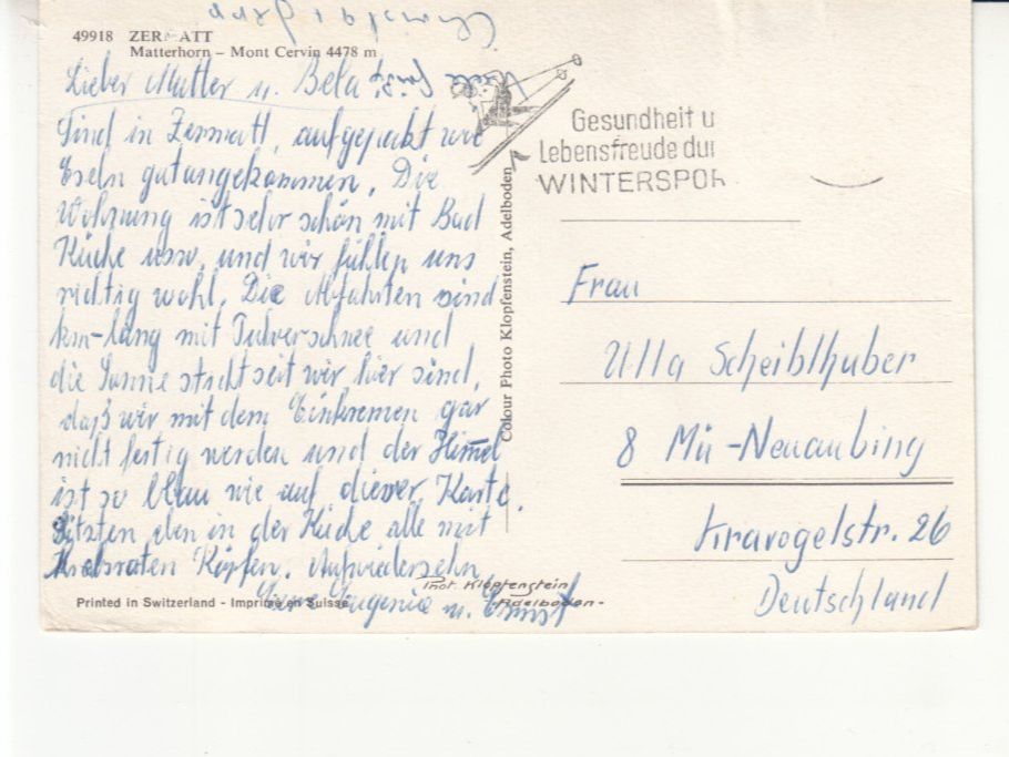 Cartoline postali: Matterhorn ca. 1960 – Usato da Bürglen TG venduto da StampGraf 1
