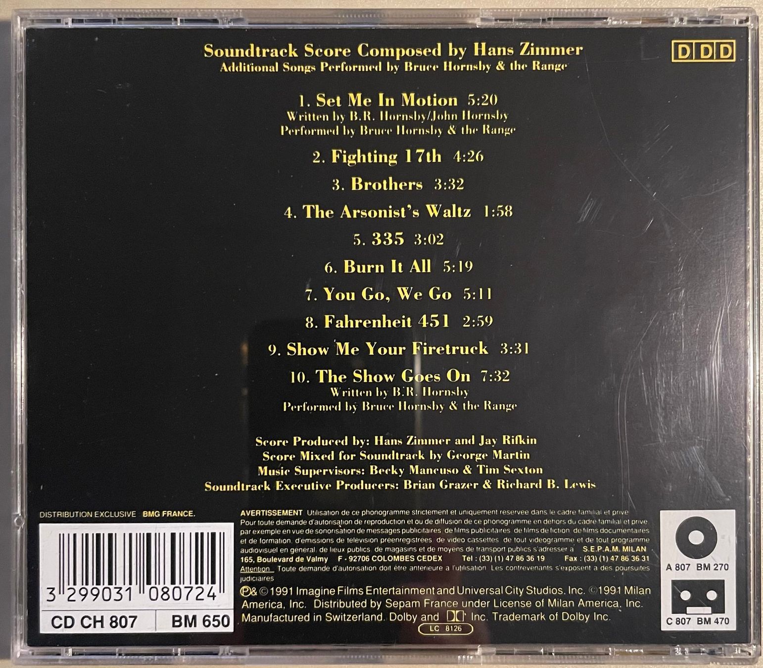 CDs: Backdraft - Soundtrack (Hans Zimmer) – Gebraucht aus Brunnen von Barfly5 1