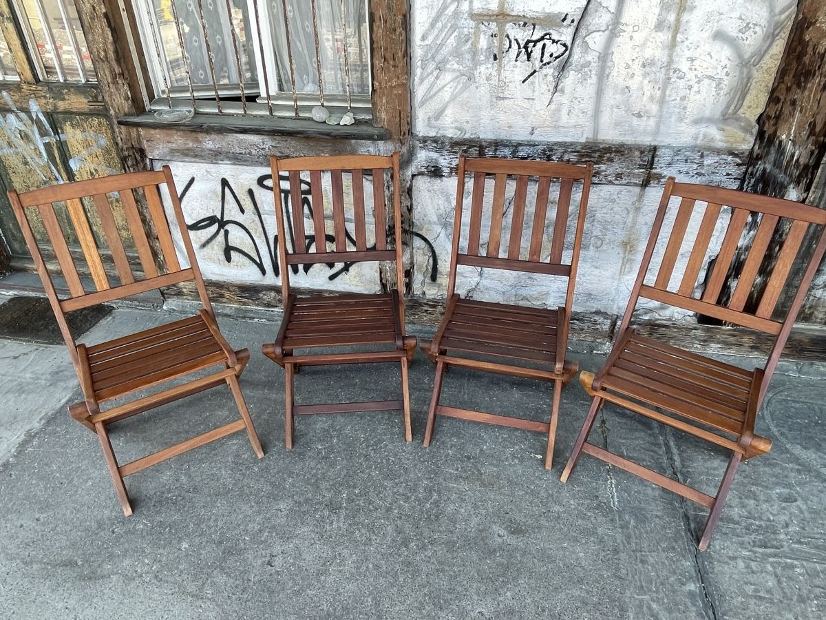 Pfister Sedie: 4 Gartenstühle Holz Pfister – Nuovo (secondo la descrizione) da Bern venduto da sinay01 2