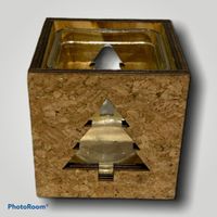 Windlicht Holz Kork mit Glaseinsatz 9 cm