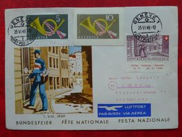 1949: Besonderheit: B42+Nr.291 (2Werte) 5+10Rp: Brief GENF R