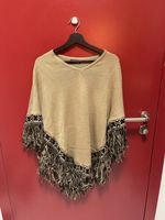 Yendi Poncho with Fringes Beige S/M