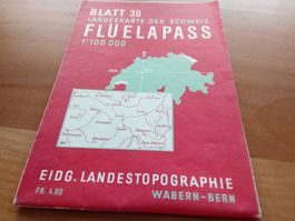 LANDKARTE FLÜELAPASS 1957