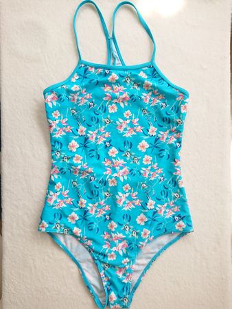 Mädchen Badehose Gr. 164 Türkis geblümt - wie neu