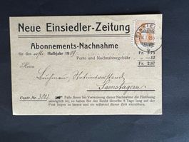 Beleg Abo. N. Einsiedler -Zeitung  1909  (V744)