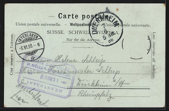 Cartoline postali: Mondschein-AK Interlaken, Ortsansicht au – Usato da Berlin venduto da bartko-reher 1