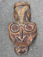 Grosse alte hangeschnitzte Holzmaske Maske aus Holz