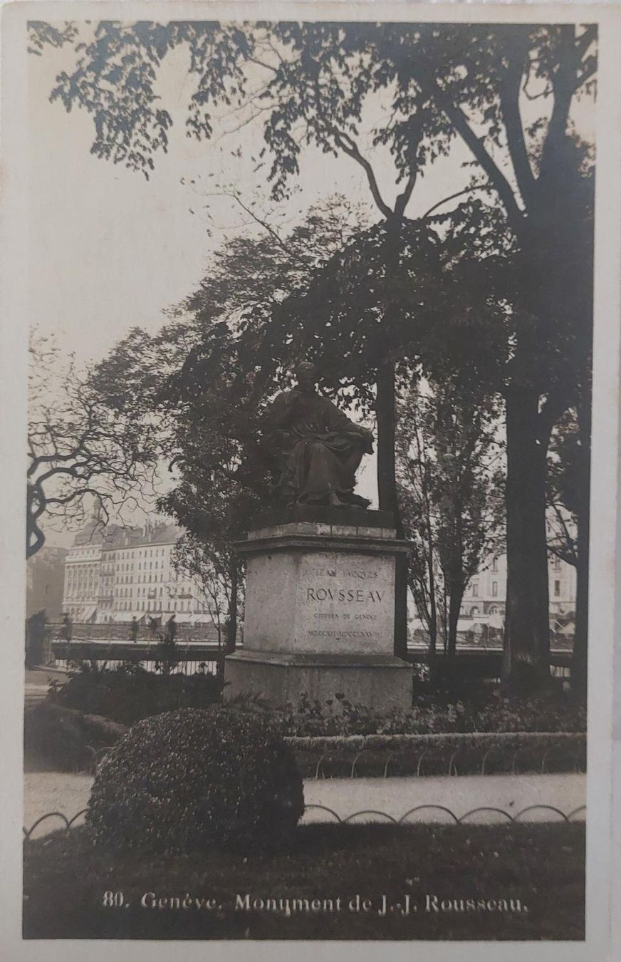 Ansichtskarten: GENÈVE - Monument de J.-J. Rousseau – Gebraucht aus Delémont von Domdom1