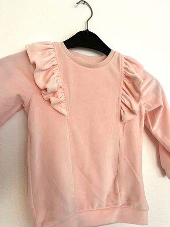 Rosa Samt-Bluse mit Rüschen, 2-3 Jahre, NEU!