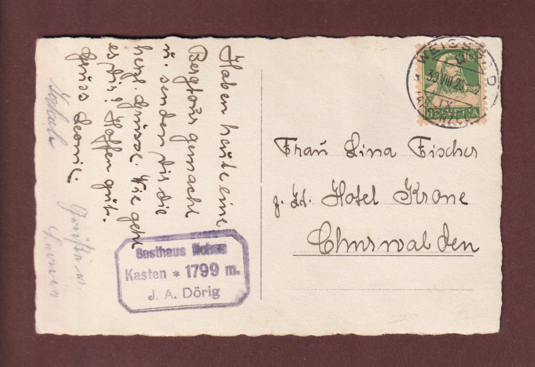 Cartoline postali: HOHEN KASTEN - 1926 – Usato da Pully venduto da nicecards-shop 1