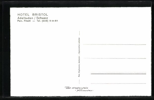 Cartoline postali: AK Adelboden, Hotel Bristol – Usato da Berlin venduto da bartko-reher 1