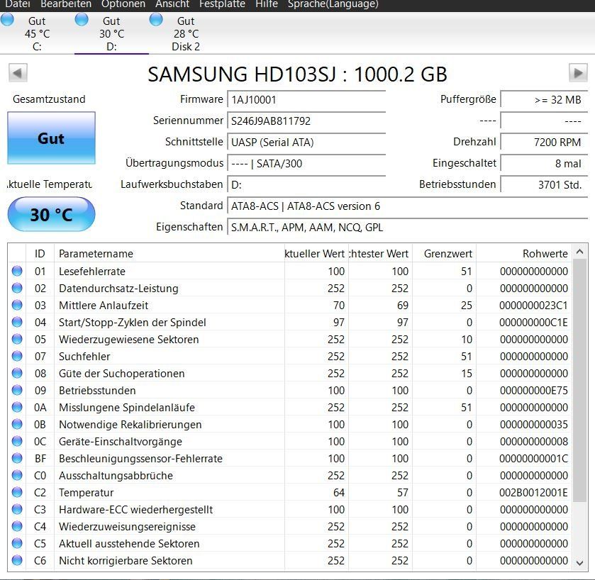 Samsung Disques durs: SAMSUNG HDD 2x 1tb / 1x 320 GB – D'occasion à Aathal-Seegräben par astolp 3