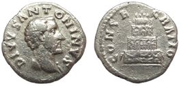 DIVUS ANTONINUS PIUS silver denarius (died 161 AD). Funeral