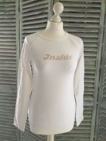 Sweat blanc inscription doré INSIDE, taille