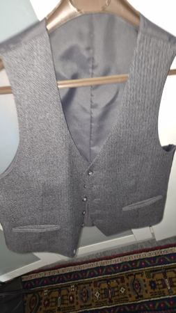 Herren Gilet grau Fischgrätenmuster guter Zustand