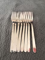 8 Menuegabeln Edelstahl Set Silberfarben guter Zustand