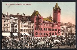 Basel, Marktplatz mit Kaffeerösterei F.