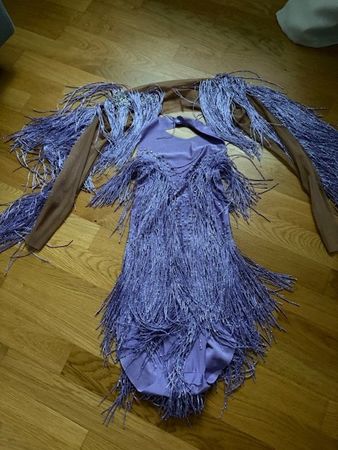 Fiona Rhinestone Fringe Set in purple, flieder