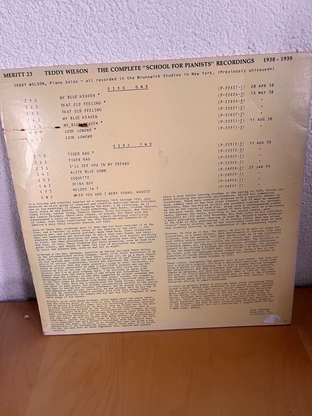 Schallplatten: Teddy Wilson : The complete "School for Pianists" Recordings – Gebraucht aus Rüdlingen von Timber_11 1