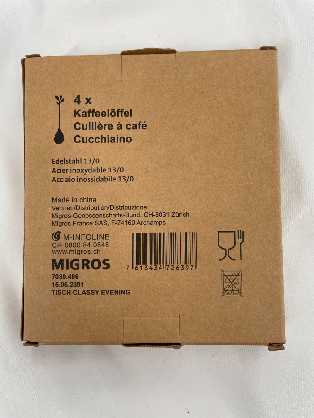 Cucchiai: MIGROS Lot de 4 cuillères à café – Nuovo e nell'imballaggio originale da Lausanne venduto da PlusValue_Lausanne 1