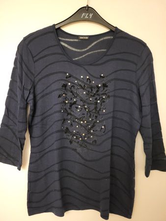 Gerry Weber T-Shirt, dunkelblau, Grösse 40, Schmucksteinen