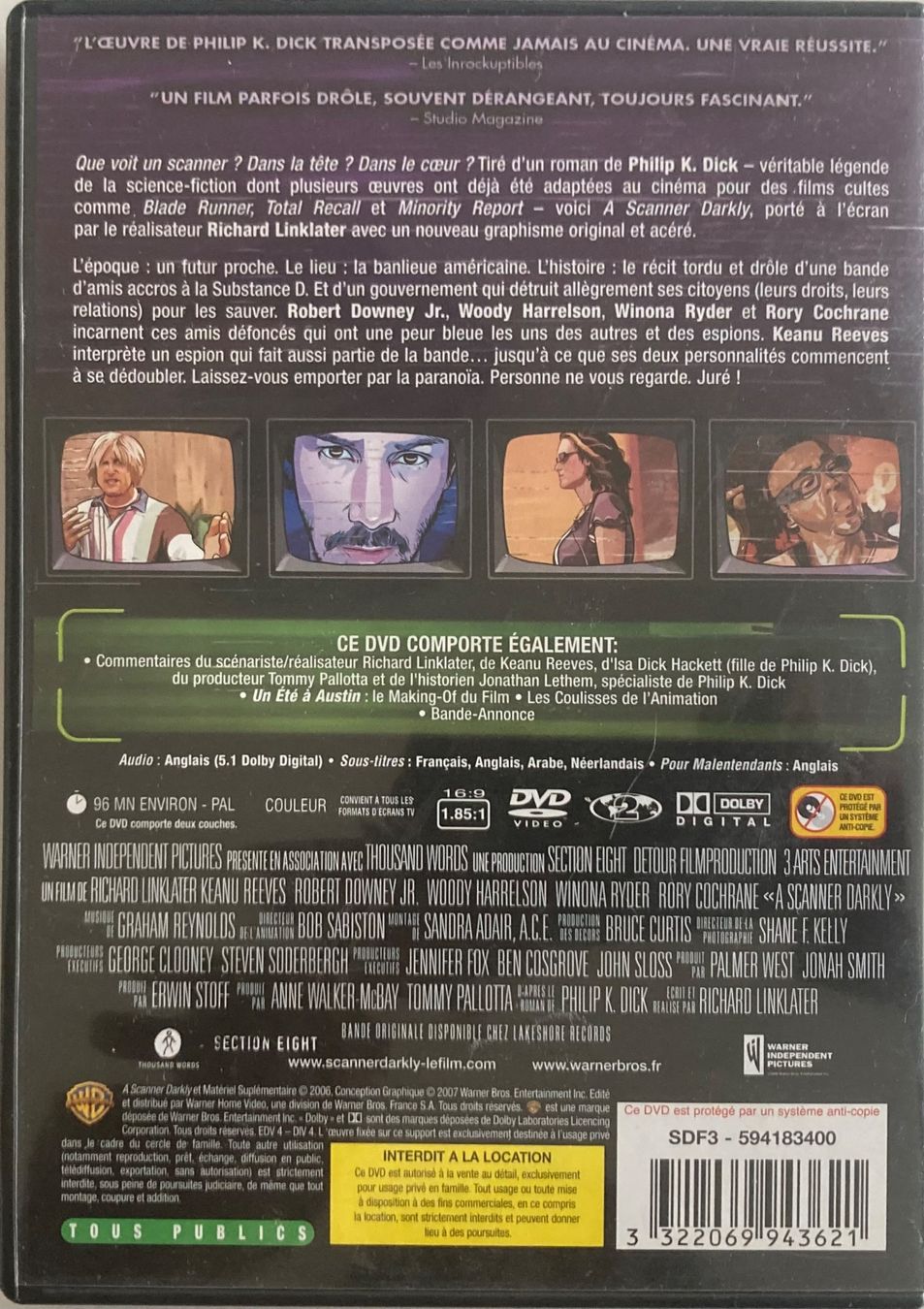 Tutti i DVDs: A SKANNER DARKLY – Usato da Poliez-Pittet venduto da Newtown-Records 1