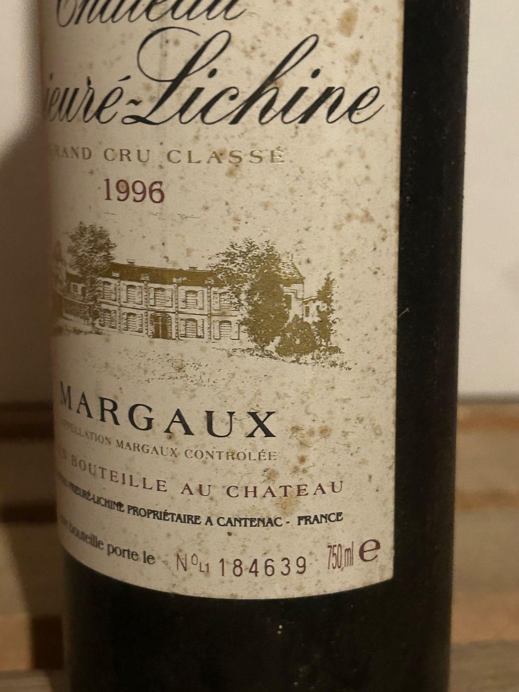 Vino: SUPERBE Château PRIEURE-LICHINE 1996 Margaux – Nuovo (secondo la descrizione) da Roche VD venduto da avediscipule 3