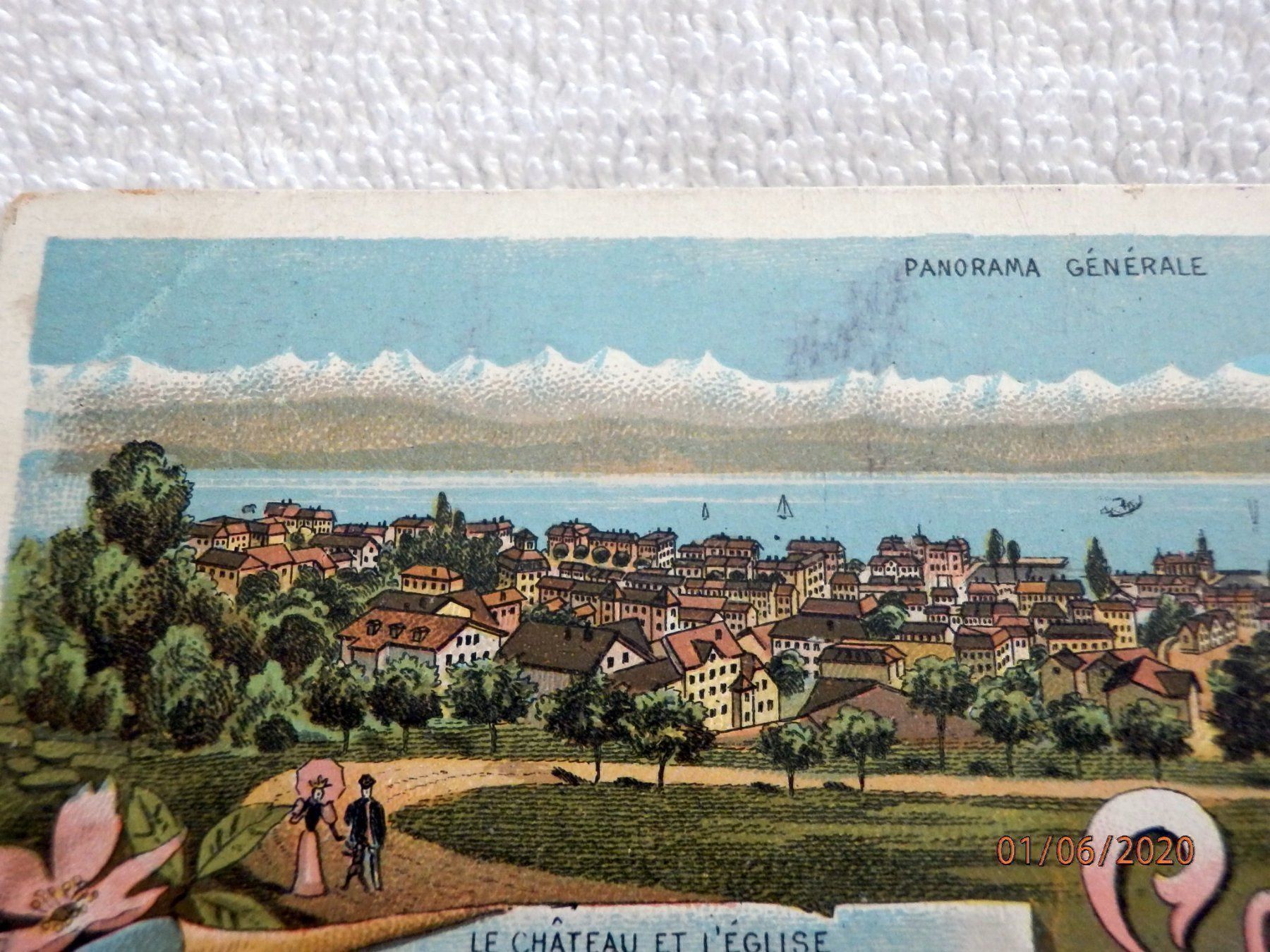 Ansichtskarten: Litho, Souvenir de Neuchatel ohne Marke – Gebraucht aus Ueberstorf von dinbau 2