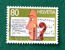 Nr.729  mit Stempel 100 j. Schutz der Lit.u.Kunst 1986   