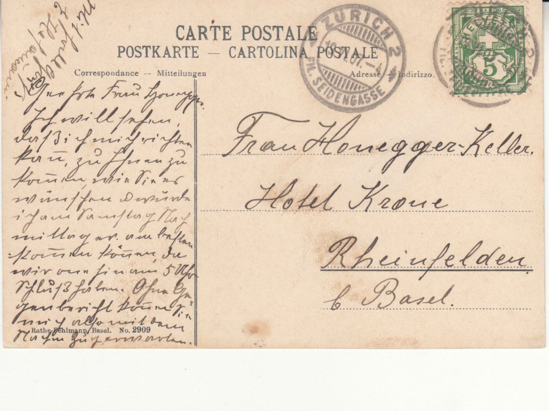 Cartoline postali: Zürich 1907 – Usato da Bürglen TG venduto da StampGraf 1