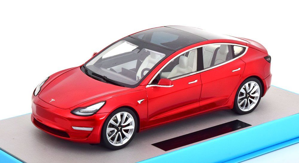 Tesla Modellini d'auto: TESLA MODEL 3 2017 ROTMETALLIC, 1:18 LS COLLECTION – Nuovo e nell'imballaggio originale da Suhr venduto da Moebelsiralfred