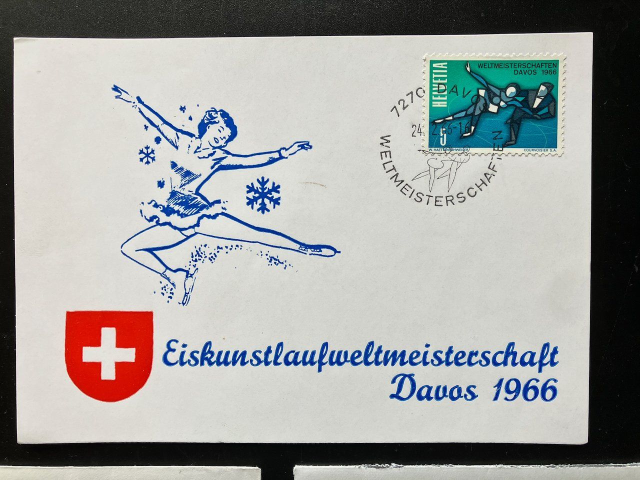Tutti i francobolli: WM Eiskunstlauf Davos 1966 - 3 Belege – Usato da Nesslau venduto da zueri6 1