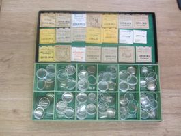 Riesenlot Vintage Plexi/Akryl Uhrengläser in grosser  Box