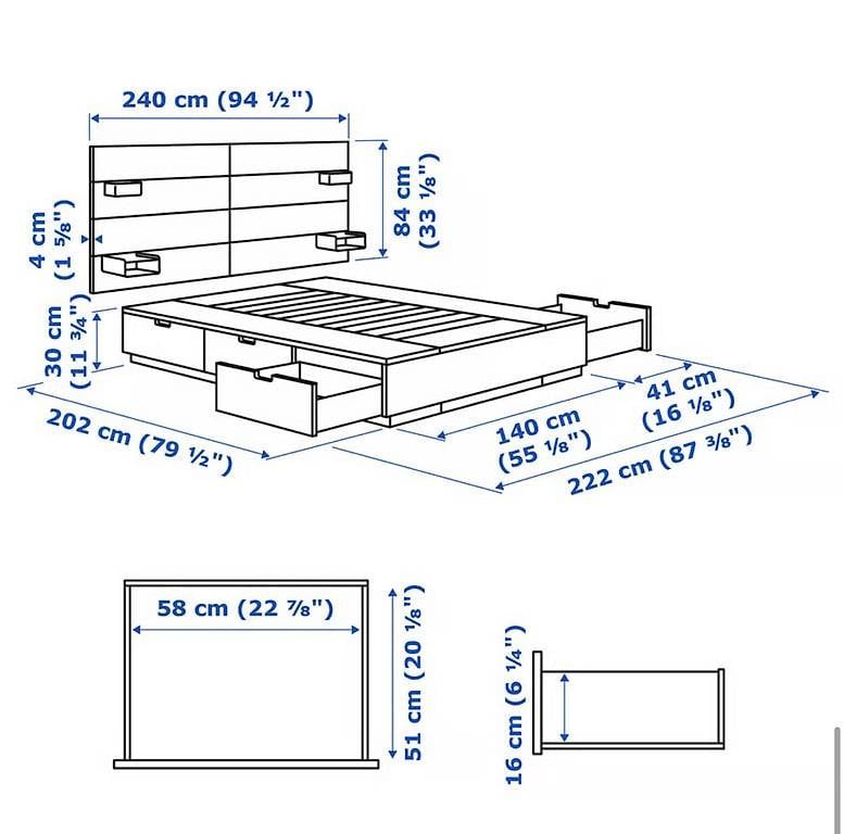 Letti: Storage Bed frame with headboard 140x200cm – Usato da Winterthur venduto da Idk21 2