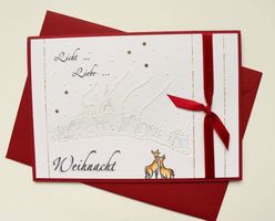 ✨HANDGEMACHTE Weihnachtskarte: Winterdorf bordeaux rot