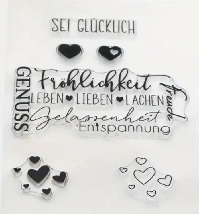 Stempel: Silikonstempel Sei Glücklich – Neu und originalverpackt aus Kaltbrunn von schere-stein-papier