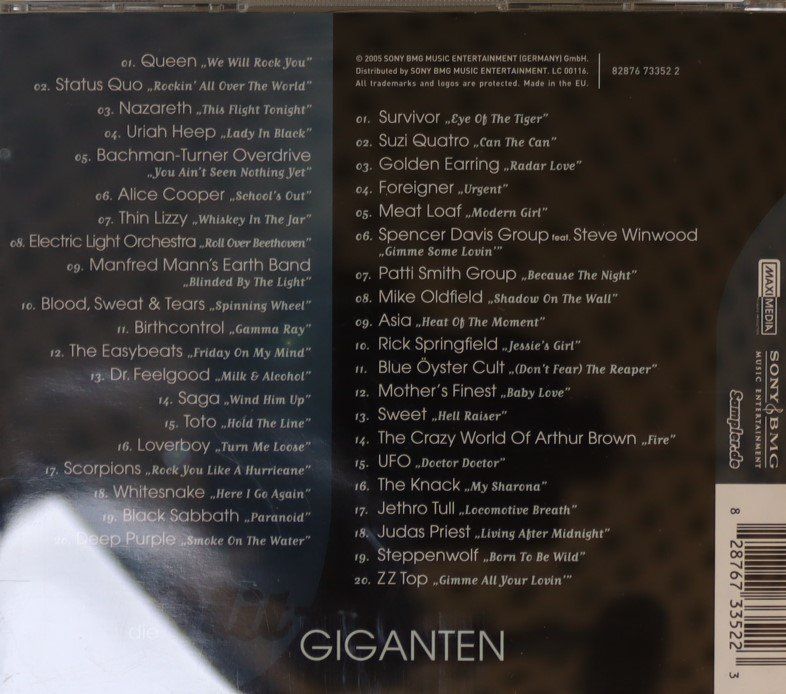 CD: Die Hit- Giganten -Rocksongs – Usato da Luzern venduto da CONTENTI 2
