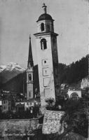Ansichtskarte Schiefer Turm St. Moritz 1946 gelaufen