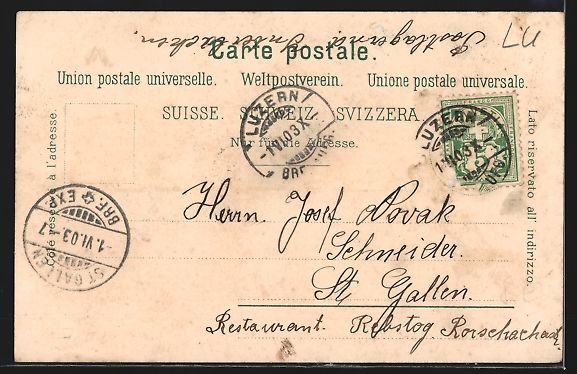 Cartes postales: Litho Luzern, Uferpartie mit Dampfer, L – D'occasion à Berlin par bartko-reher 1