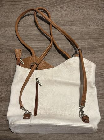 Ledertasche in Weiss/Braun