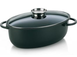Aluguss Bräter 8 Liter, Schmortopf Glasdeckel mit Aromaknopf