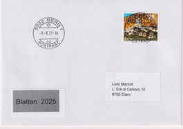P88) 2025 Blatten, Brief Ersttag Vollstempel 1.08.2025